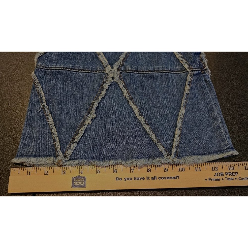 Super Rare Free People Tyler Pieced Denim Fray 13" Wide Flare Jeans Size 30 EUC - Picture 5 of 14